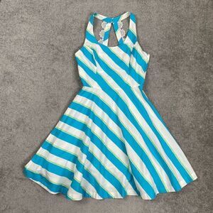 Lilly Pulitzer Womens 2 XS Blue Green Stripe Mini Dress Halter Nautical Summer